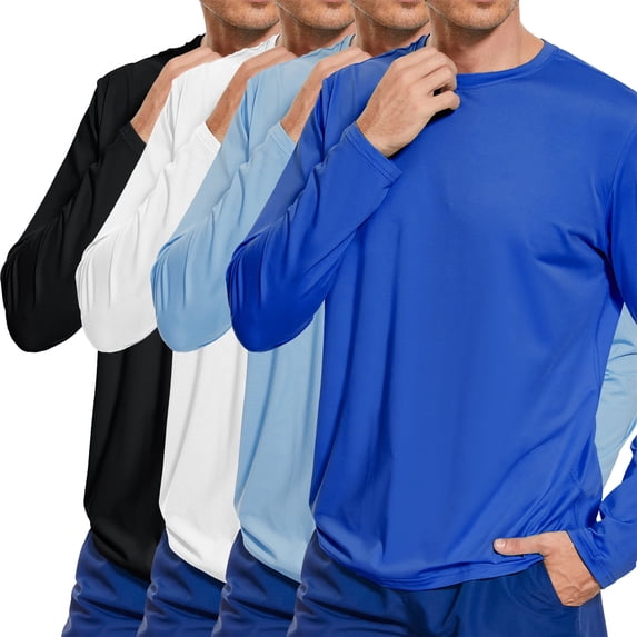 Men’s UPF 50+ Quick Dry Long Sleeve Shirt Moisture Wicking Lightweight Hiking Tee for Outdoors Activities Fishing Running