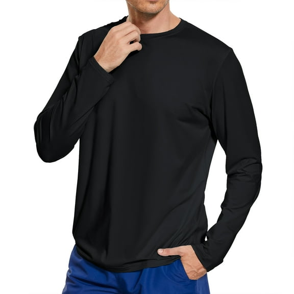 Men’s UPF 50  Quick Dry Long Sleeve Shirt Moisture Wicking Lightweight Hiking Tee for Outdoors Activities Fishing Running