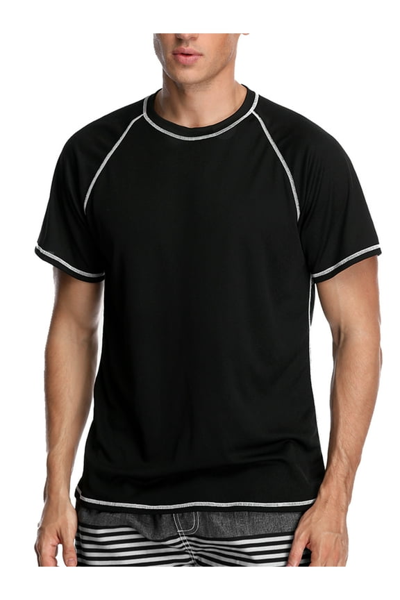 Men's UPF 50+ Rash Guard Short Sleeve Swim Shirts Sun Protection Swim Top