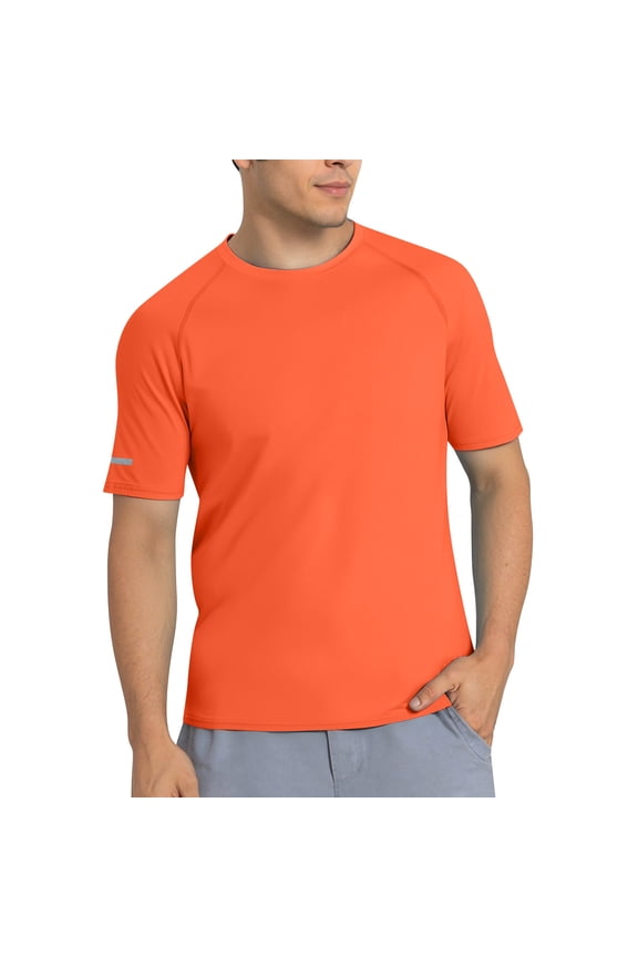 Men's UPF 50+ Rash Guard Swim Shirt Short Sleeve Athletic Sun T-Shirt for Swimming Surfing Beach Outdoor Sports