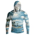 thumbnail image 1 of Men's UPF 50+ Sun Hoodie Long Sleeve Hooded Fishing Shirt Palm & Ocean Scenic Pullover Cooling Ice Silk Breathable Quick-Dry Moisture Wicking 4-Way Stretch for Commute Fishing Hiking Light Blue 2XL, 1 of 7