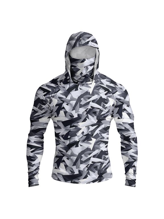 Men's UPF 50+ Sun Hoodie Long Sleeve Hooded Fishing Shirt Shark & Marine Life Pullover Cooling Ice Silk Breathable Quick-Dry Moisture Wicking 4-Way Stretch for Commute Fishing Hiking Dark Gray L