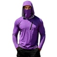 thumbnail image 1 of Men's UPF 50+ Sun Hoodie Long Sleeve Hooded Fishing Shirt Solid Pullover Cooling Ice Silk Breathable Quick-Dry Moisture Wicking 4-Way Stretch for Commute Fishing Hiking Purple L, 1 of 5