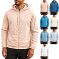 thumbnail image 1 of Men's UPF 50+ Sun Protection Athletic Shell Jacket Lightweight Quick Dry Hooded Windbreaker with Zip Pockets for Hiking Fishing Travel, Beige, XXXL, 1 of 6