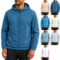 thumbnail image 1 of Men's UPF 50+ Sun Protection Athletic Shell Jacket Lightweight Quick Dry Hooded Windbreaker with Zip Pockets for Hiking Fishing Travel, Blue, XXXL, 1 of 6