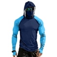 thumbnail image 1 of Men's UPF 50+ Sun Protection Compression Hoodie with Integrated Face Mask Slim Fit Long Sleeve Casual Color Block Shirt Men Rash Guard Performance Fishing Hiking Tops, 1 of 4