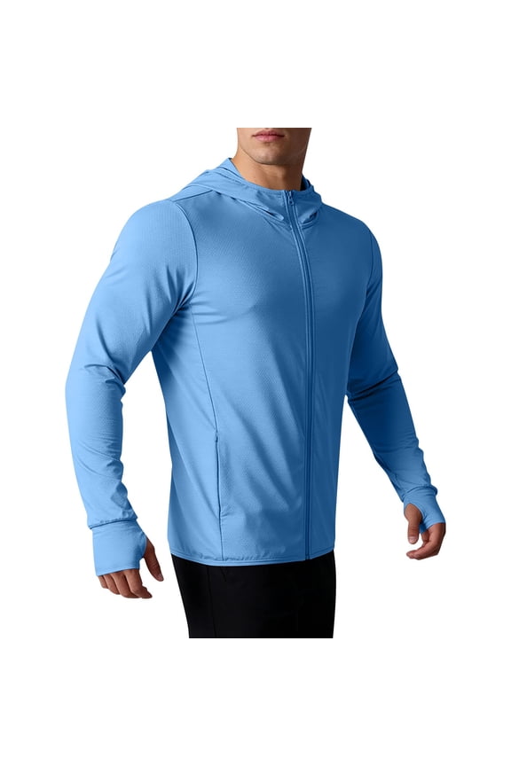 Men's UPF 50+ Sun Protection Full Zip Long Sleeve Sun Shirts Hiking Fishing Breathable Performance Shirt