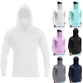 thumbnail image 1 of Men's UPF 50+ Sun Protection Hooded Fishing Shirt with Integrated Face Cover Long Sleeve Quick Dry Rash Guard White S, 1 of 9