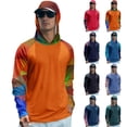 thumbnail image 1 of Men's UPF 50+ Sun Protection Hooded Shirt with Integrated Face Cover Long Sleeve Lightweight Rash Guard Shirts for Fishing Hiking Camping Or Outdoor Sports Wine XL, 1 of 5