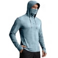 thumbnail image 1 of Men's UPF 50+ Sun Protection Hooded Shirt with Integrated Face Cover Long Sleeve Lightweight Rash Guard Shirts, 2XL, 1 of 4