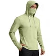 thumbnail image 1 of Men's UPF 50+ Sun Protection Hooded Shirt with Integrated Face Cover Long Sleeve Lightweight Rash Guard Shirts, M, 1 of 4