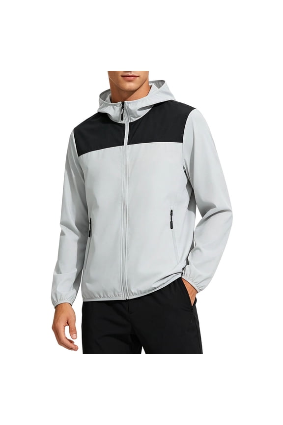 Men's UPF 50+ Sun Protection Hoodie Jacket Long Sleeve Zip Lightweight Windbreaker Quick Dry Athletic Outdoor Shirts with Pockets Black XXL