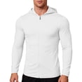 thumbnail image 1 of Men's UPF 50+ Sun Protection Hoodie Jacket Long Sleeve Zip UV SPF Breathable Shirts for Hiking Golf White 3XL, 1 of 9