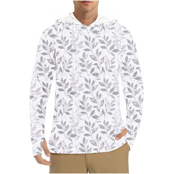Men's UPF 50+ Sun Protection Hoodie – Quick-Dry Athletic Rash Guard for Fishing/Hiking, Lightweight UV-Resistant Outdoor Shirt with Breathable Mesh Panels & Sporty Print (2025 Trend)