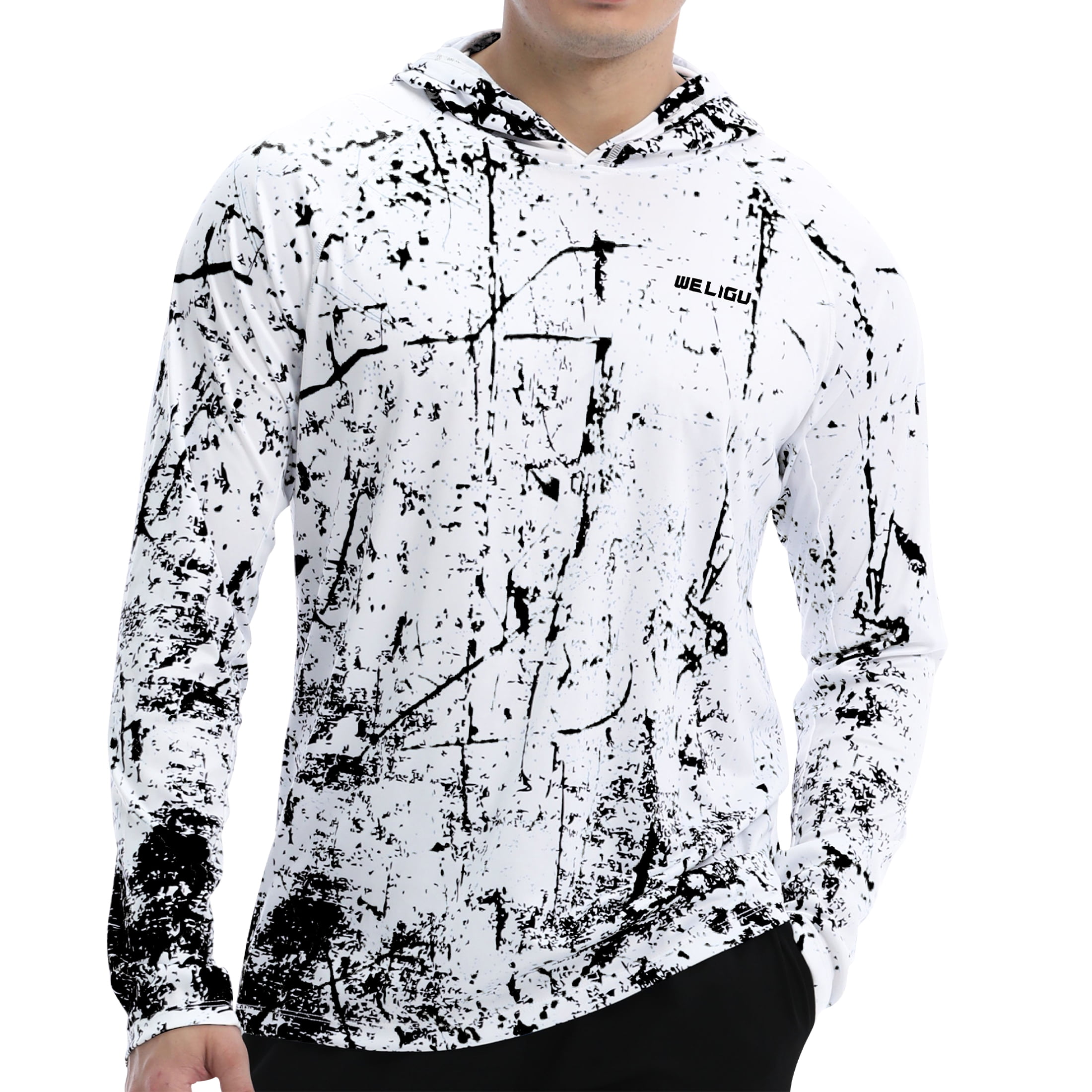 Men's UPF 50+ Sun Protection Hoodie Shirt Long Sleeve SPF Fishing Outdoor UV  Hiking Shirts Lightweight （Medium） 