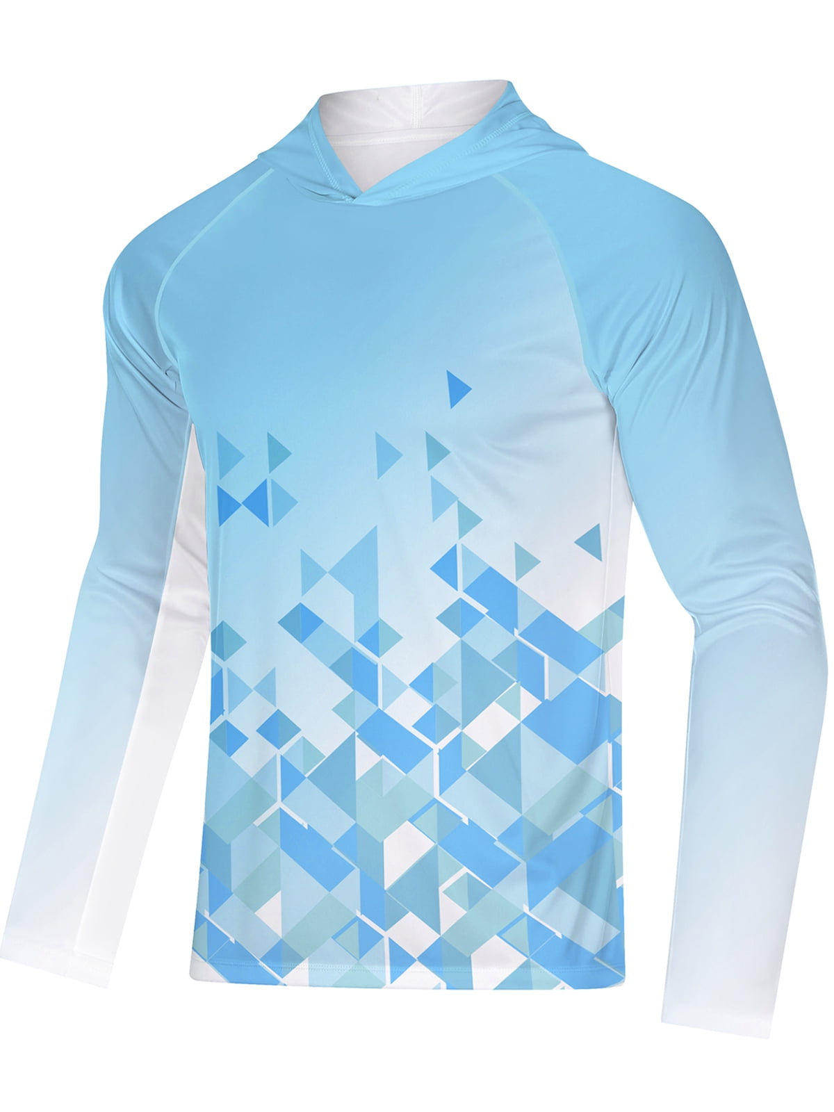 Mens Long Sleeve Shirt Polyester Hoodie Rash Guard for Men Running Hiking  Blue XL 