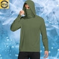 thumbnail image 1 of Men's UPF 50+ Sun Protection Hoodie with Mask - Breathable Solid Long Sleeve Fishing Shirt, 1 of 7