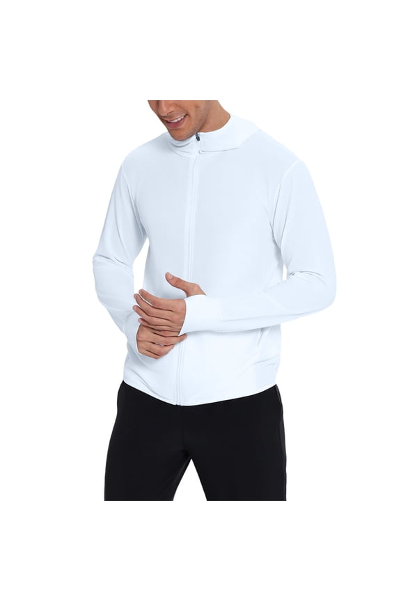 Men's UPF 50+ Sun Protection Jacket Full Zip Long Sleeve Breathable Fishing Hiking Performance Shirt