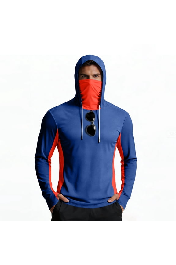 Men's UPF 50+ Sun Protection Jacket, Lightweight Hooded Windbreaker with Zip Pockets, Breathable Outdoor Performance Gear for Fishing, Hiking, Running