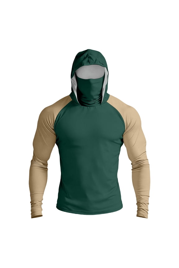 Men's UPF 50+ Sun Protection Jacket, Lightweight Hooded Windbreaker with Zip Pockets, Breathable Outdoor Performance Gear for Fishing, Hiking, Running