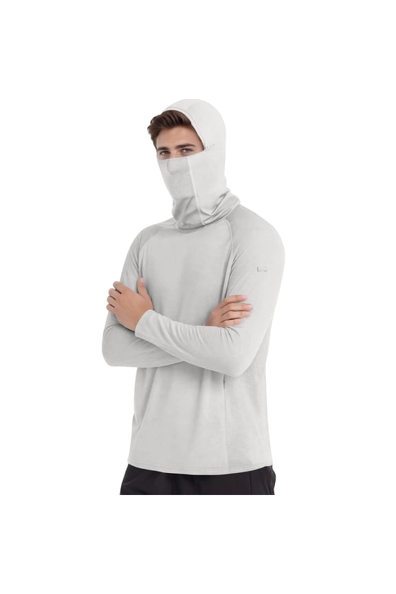 Men's UPF 50+ Sun Protection Jacket, Lightweight Hooded Windbreaker with Zip Pockets, Breathable Outdoor Performance Gear for Fishing, Hiking, Running