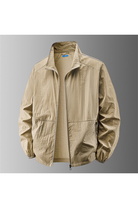 Men's UPF 50+ Sun Protection Jacket, Lightweight Hooded Windbreaker with Zip Pockets, Breathable Outdoor Performance Gear for Fishing, Hiking, Running