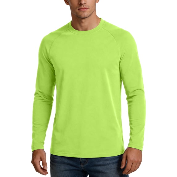 Men's UPF 50+ Sun Protection Long Sleeve Shirt, Elastic UV Blocking Quick-Dry Rash Guard for Outdoor Sports Light Green 2XL