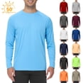 thumbnail image 1 of Men's UPF 50+ Sun Protection Shirt Long Sleeve UV Protection Shirt Fishing Outdoor Lightweight Rash Guards Shirts Crew Neck Quick Dry T Shirts,Sky Blue L, 1 of 6