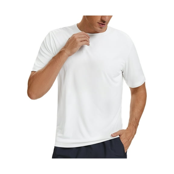 Men’s UPF 50  Sun Protection Short Sleeve Shirt Moisture Wicking Tee Running Hiking Outdoor Activities Lightweight Breathable