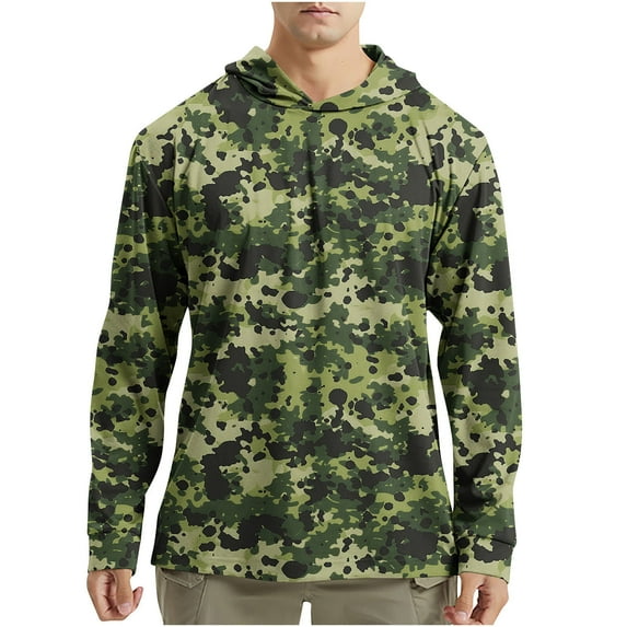 Men's UPF 50+ Sun Protection T Shirts Hooded Long Sleeve Athletic Fishing Shirts Rash Guards Hoodies for Summer Outdoor