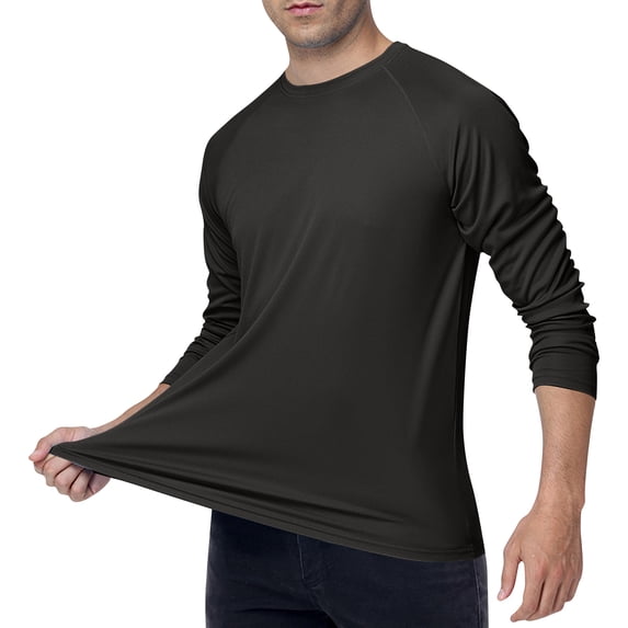 Men's UPF 50+ Sun Protection UV SPF Shirts Long Sleeve Lightweight Quick Dry Swim T-Shirts Rash Guard Black 2XL
