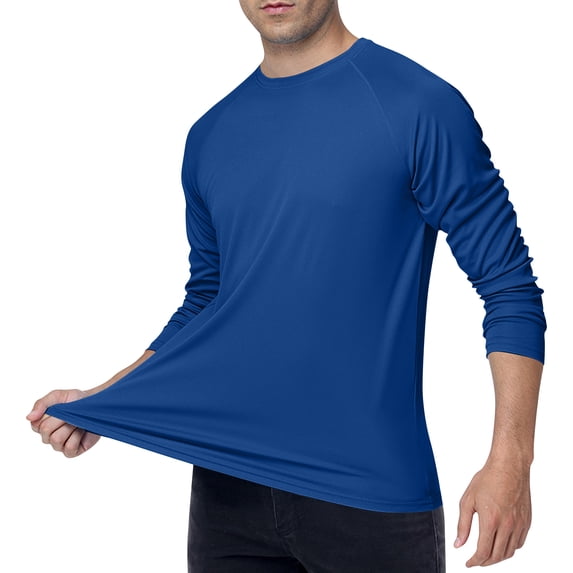 Men's UPF 50+ Sun Protection UV SPF Shirts Long Sleeve Lightweight Quick Dry Swim T-Shirts Rash Guard Blue M