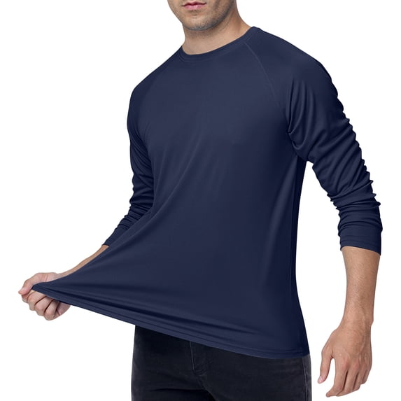 Men's UPF 50+ Sun Protection UV SPF Shirts Long Sleeve Lightweight Quick Dry Swim T-Shirts Rash Guard Navy 2XL