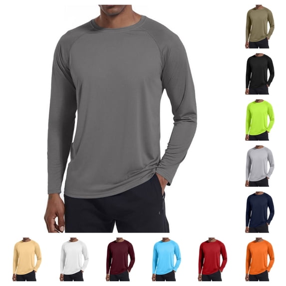 Men's UPF 50+ Sun Shirts Outdoor Quick Dry Long Sleeve Lightweight UV Protection SPF Shirts Rash Guard Swim T-Shirts Dark Gray M