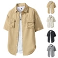 thumbnail image 1 of Men's UPF 50+ UV Short Sleeve Hiking Fishing Shirt with Double Pockets Quick Dry Cooling Sun Protection Work Shirt for Travel Sai Big and Tall Size M-4XL Khaki, 1 of 9