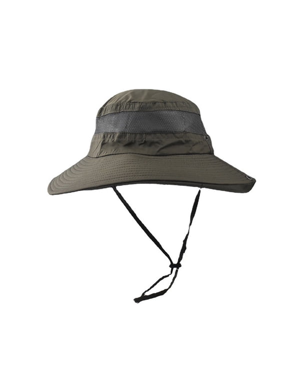 Men's UPF 50+ Wide Brim Boonie Bucket Hat with Chin Strap, Waterproof Quick-Drying Packable Breathable Mesh Sun Cap for Fishing Hiking Safari & All Outdoor Activities