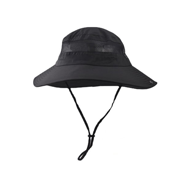 Men's UPF 50+ Wide Brim Boonie Bucket Hat with Chin Strap, Waterproof Quick-Drying Packable Breathable Mesh Sun Cap for Fishing Hiking Safari & All Outdoor Activities