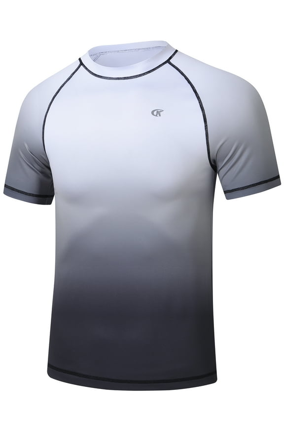 Men's UPF50+ Quick-Dry Rash Guard Shirt Surfing, Running, Water Sports, Reflective Safety Design