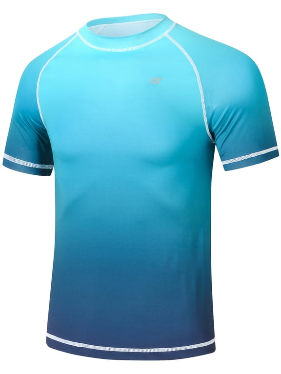 Men's UPF50+ Quick-Dry Rash Guard Shirt Surfing, Running, Water Sports, Reflective Safety Design
