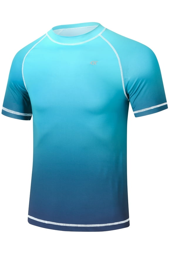 Men's UPF50+ Quick-Dry Rash Guard Shirt Surfing, Running, Water Sports, Reflective Safety Design