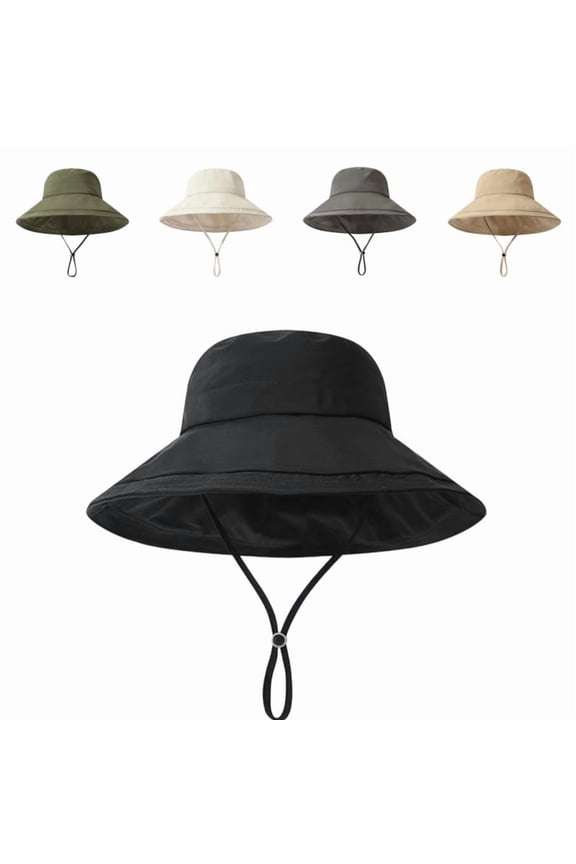 Men's UPF50+ Sun Hat Casual Wide Brim Fishing Hat 2026 Summer Sun Protection Beach Gardening Bucket Hat Black One Size