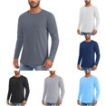 thumbnail image 1 of Men's UPF50+ Sun Long Sleeve T Shirt Casual Comfortable Breathable Solid Color Basic Tee for Daily Wear Home Outdoor Hiking Spring Summer Men Tall Shirts Shirt Mens Medium T Shirts, 1 of 4