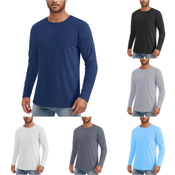 Men's UPF50+ Sun Long Sleeve T Shirt Casual Comfortable Breathable Solid Color Basic Tee for Daily Wear Home Outdoor Hiking Spring Summer Men Tall Shirts Shirt Mens Medium T Shirts