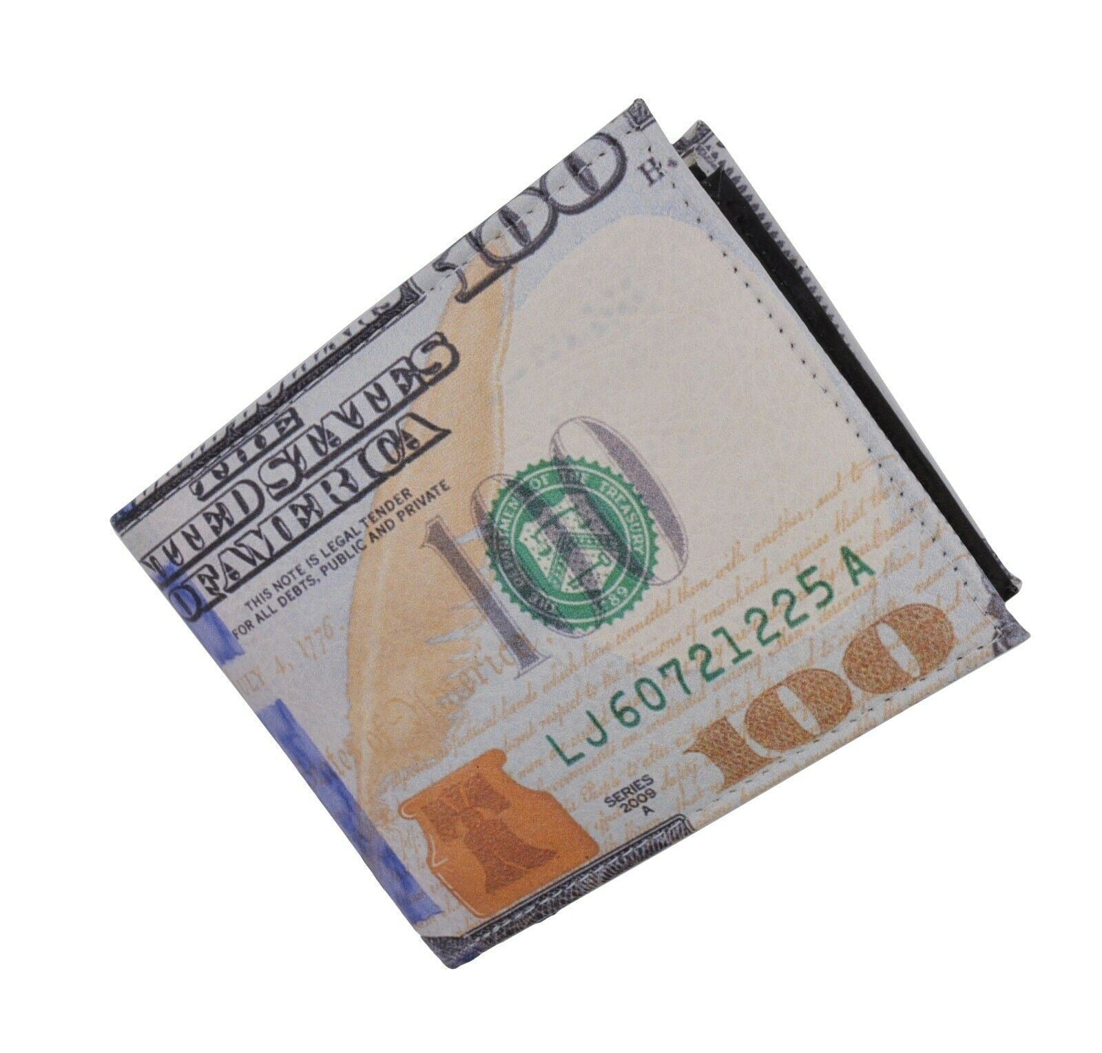 Men's US 100 Dollar Bill Leather Bifold Card Photo Holder Wallet ...