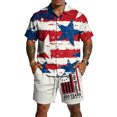 thumbnail image 1 of Men's US 250 Years Anniversary 2 Piece Summer Outfits Casual Patriotic Short Sleeve Button Down Shirt Beach 4th of July Loose Shorts Sets, 1 of 6