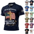 thumbnail image 1 of Men's US 250th Anniversary Polo Shirt with One Nation Under God and Cross Flag Print Featuring Classic Collar and Short Sleeves&nbsp; Navy XXXL, 1 of 5