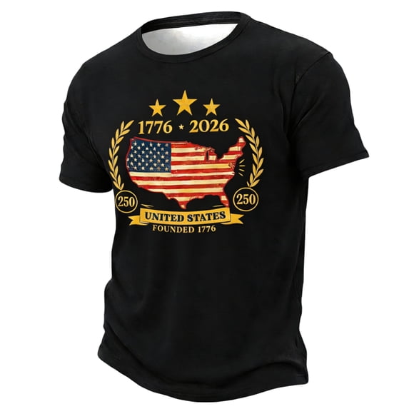 US Flag Patriotic Shirts for Men 1776-2026 250Th Anniversary USA Tshirts Independence Day Short Sleeve 4th of July T-Shirt