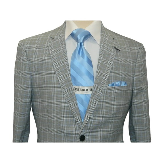 Men's US Polo Sport coat 8911j Black white Hounds-tooth with blue Plaid 42 Long