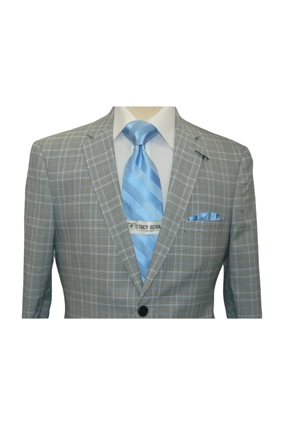 Men's US Polo Sport coat 8911j Black white Hounds-tooth with blue Plaid 42 Long