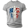 thumbnail image 1 of Men's USA 250 Years Patriotic Fighter Jet T-Shirt American Flag Graphic 1776-2026 Anniversary Tee, 1 of 4